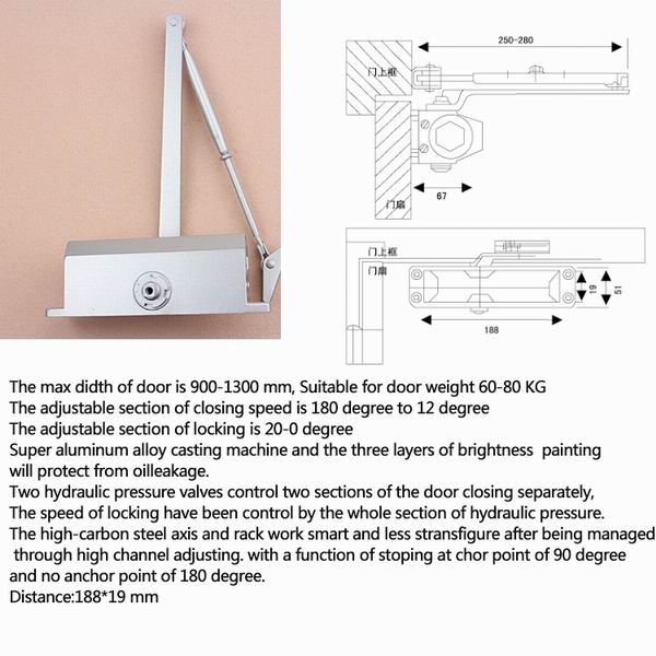 High Quality surface overhead mounted Aluminium Alloy Door Closer